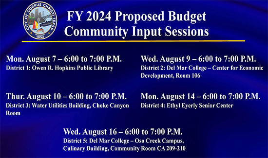 Community Input Session dates ate listed below.