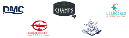 Image includes chefs' business logos mentioned above.